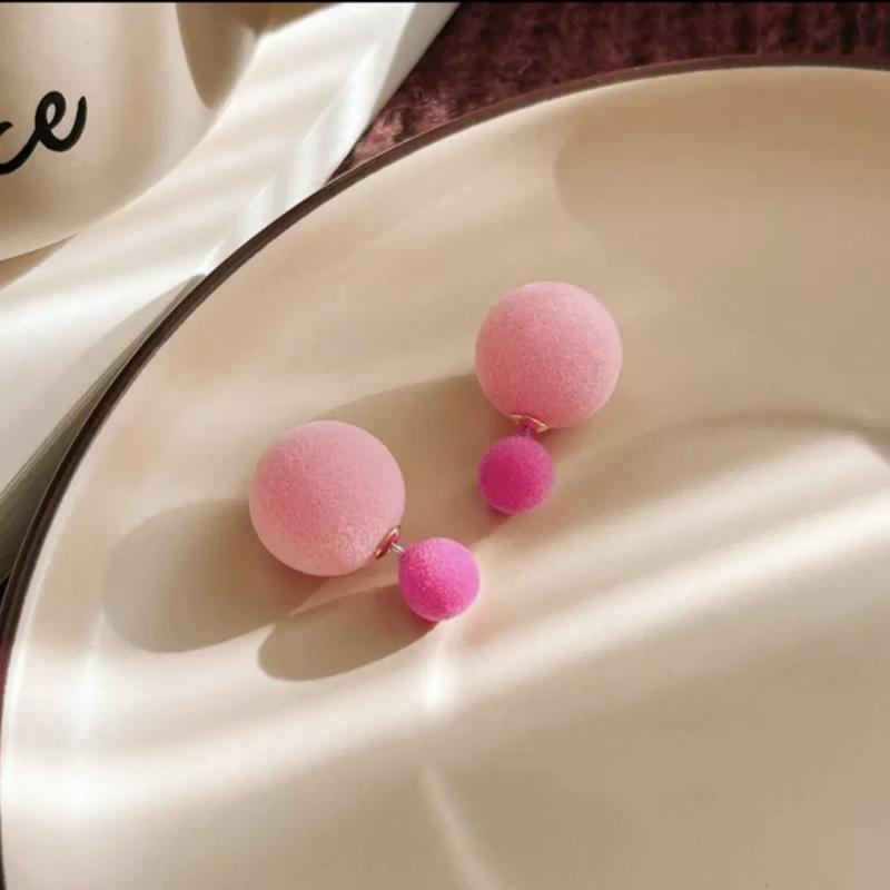 Elegant Two-Tone Round Ball Earrings: Double-Sided, High-End, Cute Studs for Daily Wear