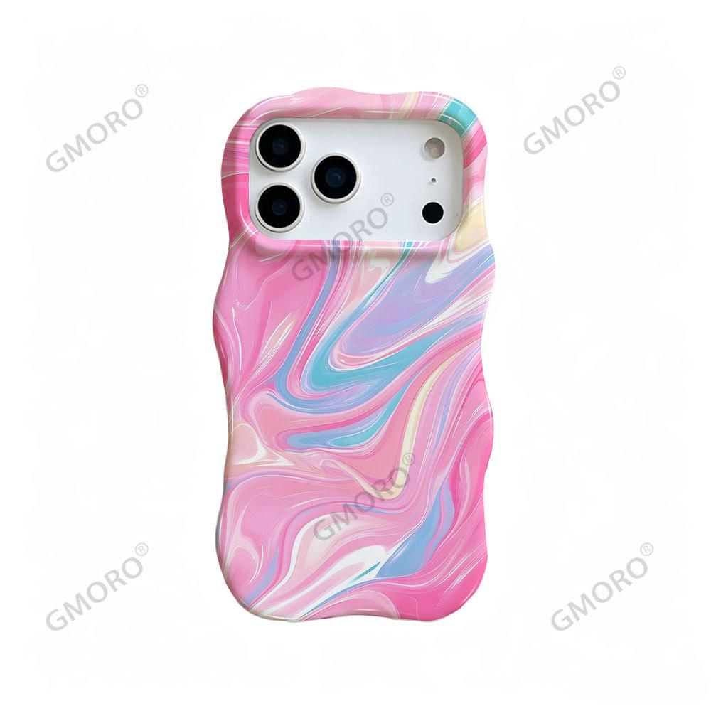 Etsy Explosive Apple 17 Mobile Phone Case Abstract Texture Film Two-in-one Protective Case 14pro Oil Painting Wind Hard Case