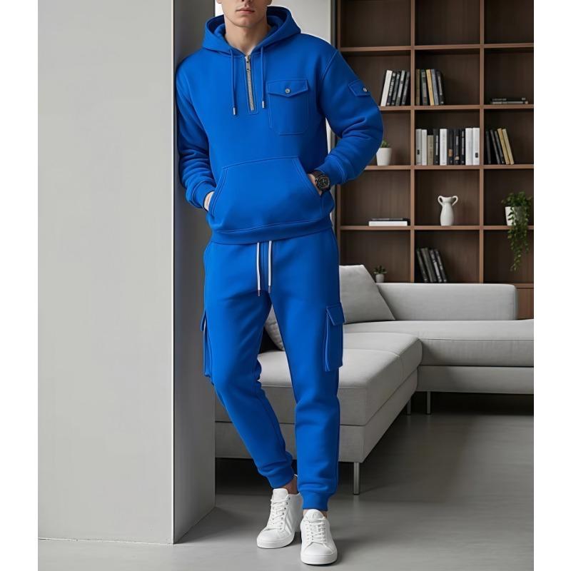 New Wholesale Autumn and Winter Hooded Sweatshirt Trousers Casual Jacket Men's Loose Sports Suit
