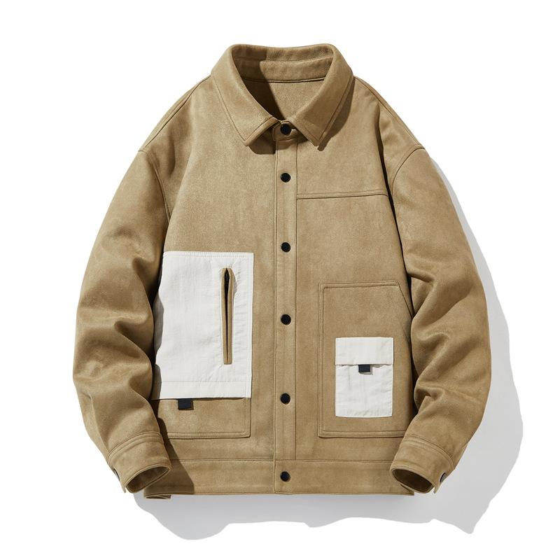Spring and Autumn Men's New Korean Tooling Color Matching Trendy Jacket Boys Simple Trendy Casual Jacket Women