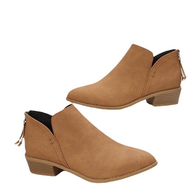 Autumn and winter new suede Martin boots women's thick heel rear zipper women's short boots