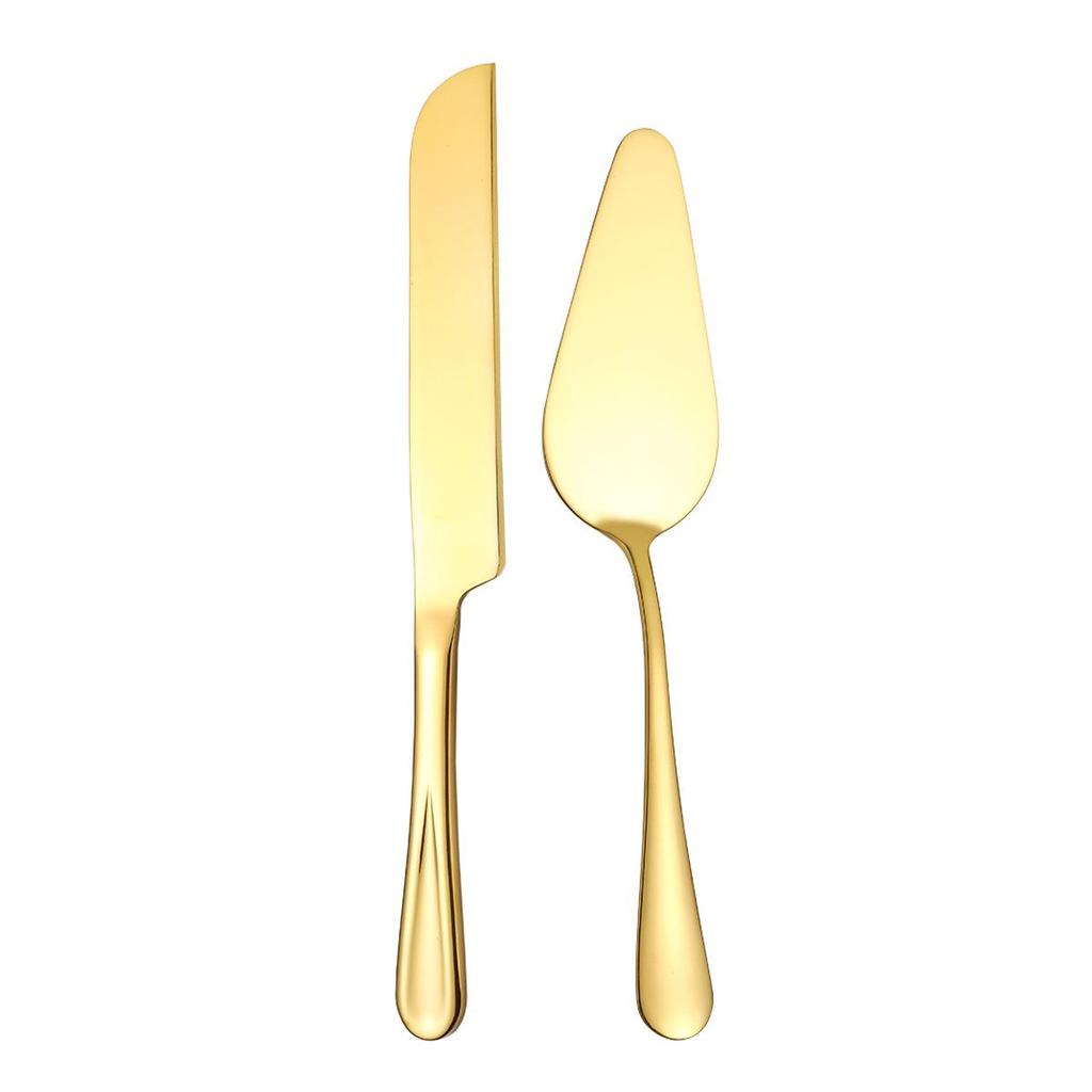 Stainless Steel Cutlery Pizza Cutter and Spatula Set for Weddings, Birthdays, and Parties