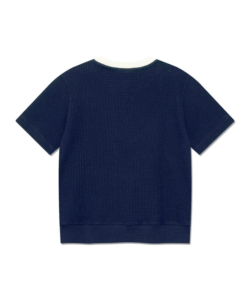 LEE Women'S Waffle Short Sleeve Sweatshirt Navy
