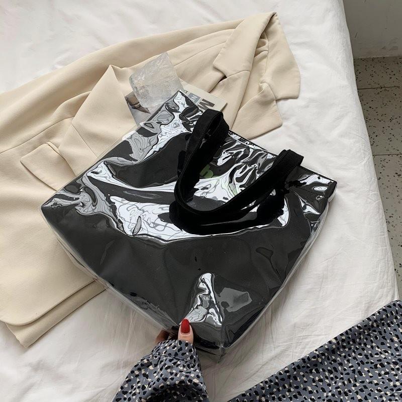 Versatile White Pvc Waterproof Tote Bag Featuring Chic Minimalist Aesthetic For Women