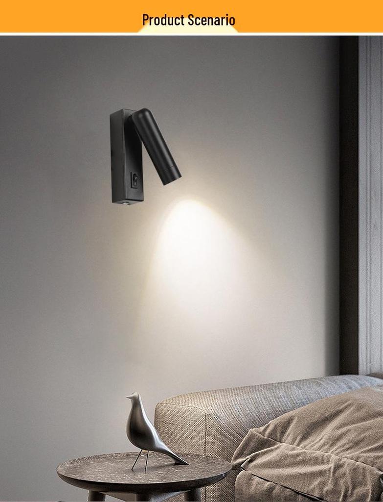Modern Minimalist Rotating LED Wall Light for Bedroom, Hotels, Hallways, and Staircases
