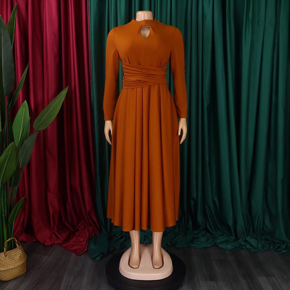 Elegantní Africké Šaty Sukně D3252 Nadměrná Velikost S Skládaným Vzorem