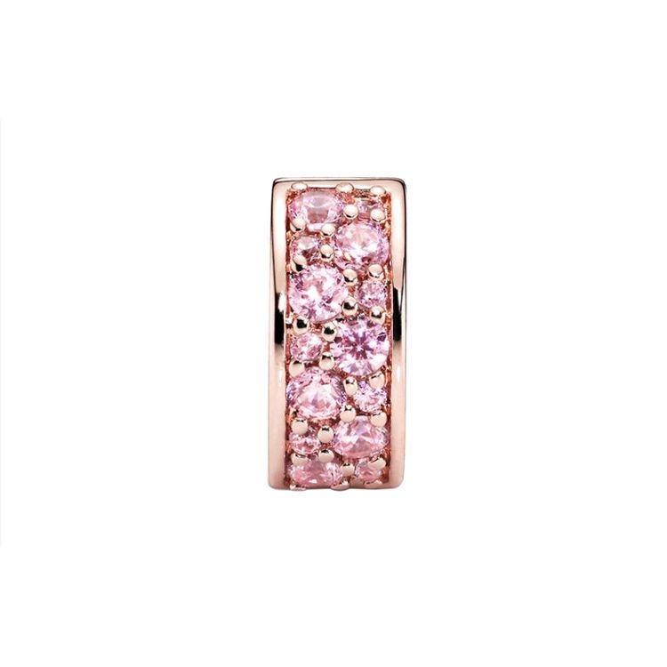 Pandora Rose Series Sparkling Elegant Silicone Fixed Clip Pendant Women Jewelry 781817PCZ