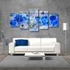 Unframed 5 Panel Blue Flower Orchid Floral Modern Canvas HD Print Posters Wall Art Picture Paintings for Living Room Home Decor