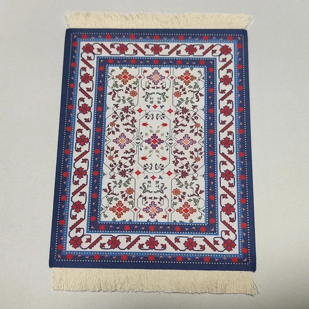 Woven flower Persian carpet small coaster retro style rubber non-slip computer mats wholesale merchants cheap mouse pad desk mat