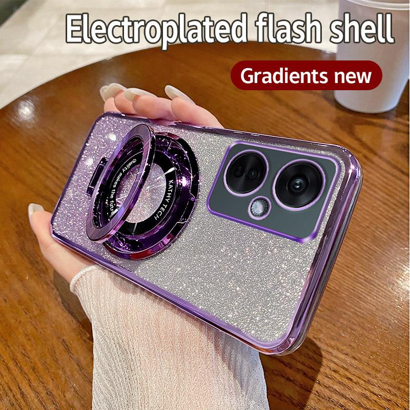 Gradient Glitter CD Ring Stand Phone Case For OnePlus 12 8T 9R 10 11 Pro 11R Nord 3 CE 2 3 Lite  ACE 2V 3V N20 N30 5G Soft Cover