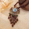 Medieval Vintage Jewelry Western Court Style Rhinestone Inlaid Human Head Fringed Pendant Fringed Necklace