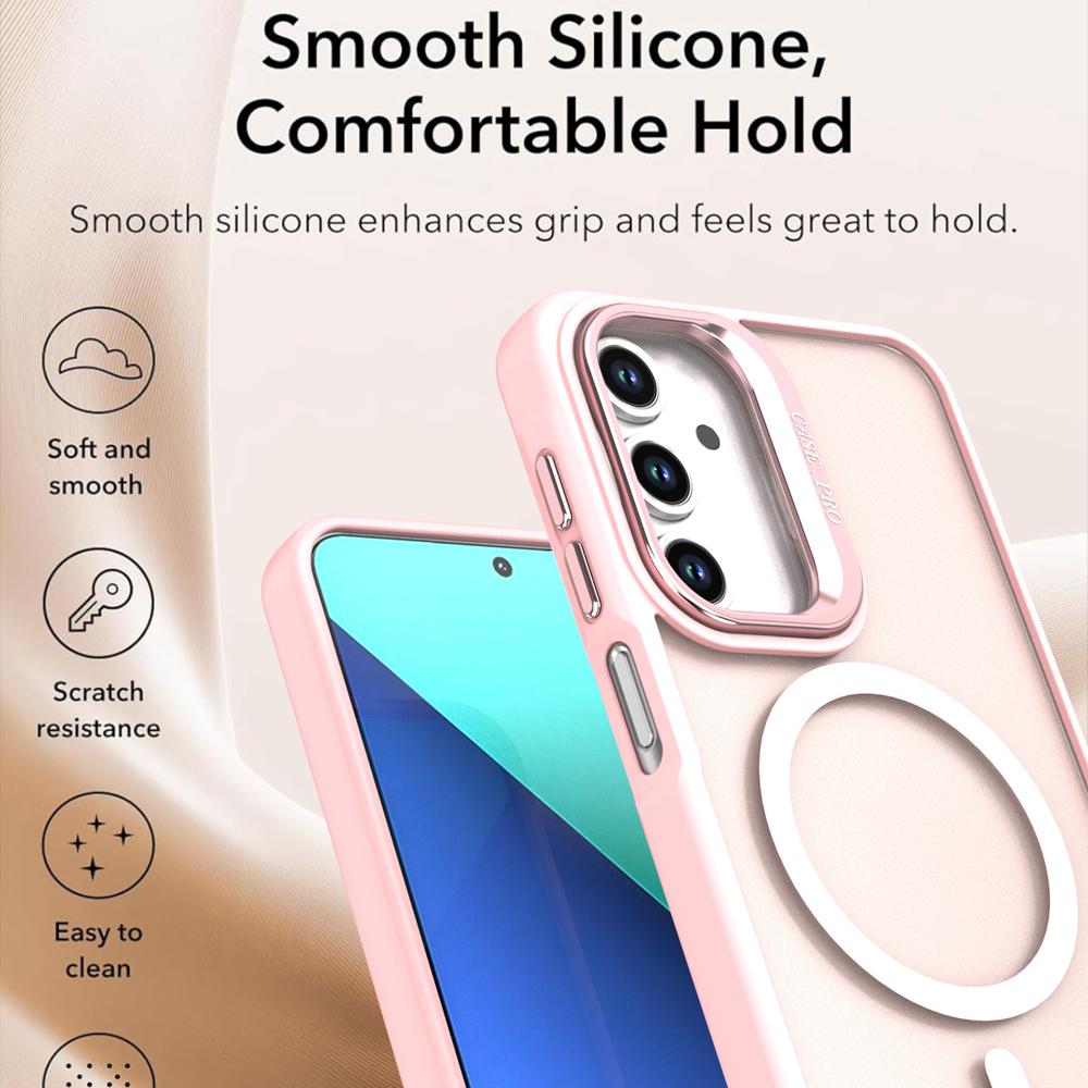 KEYSION Lens Stand Magnetic Phone Case for MagSafe for Samsung Galaxy A55 5G A35 A25 A15 A05S Matte Translucent Shockproof Cover
