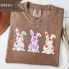 Flower Brushstroke Bunny T-Shirt, Floral Easter Graphic Tee, Easter Shirts, Coquette Bow Easter Bunny Comfort Colors