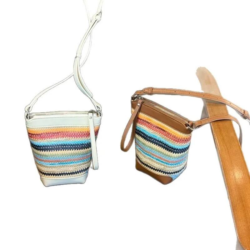 Borsa a Tracolla in Rafia e Pelle da Donna Estate 2026 - Borsa a Spalla Convertibile Trendy per Ragazza per Spiaggia e Weekend