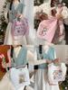 Trendy Large Capacity Cotton Tote Bag With Cute Embroidery For Commuting And Shopping