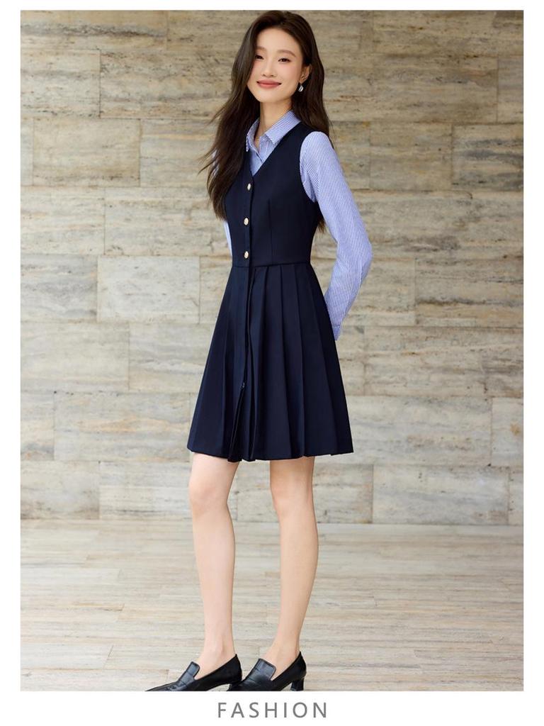 Ensemble d'uniforme gilet et jupe plissée de style britannique pour le chœur de maternelle printemps/été.