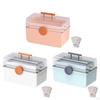 Compact First Aid Storage Box with Handle 3 Compartments Portable Organizer for Travel