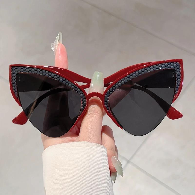 Oversized Cat Eye Sunglasses Women Stylish Butterfly Shaped Gradient Shades Ins Trendy Luxury Brand Design Sun Glasses