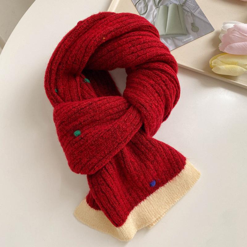 Girls' new winter versatile student gift warm scarf with wool knitted wool scarf