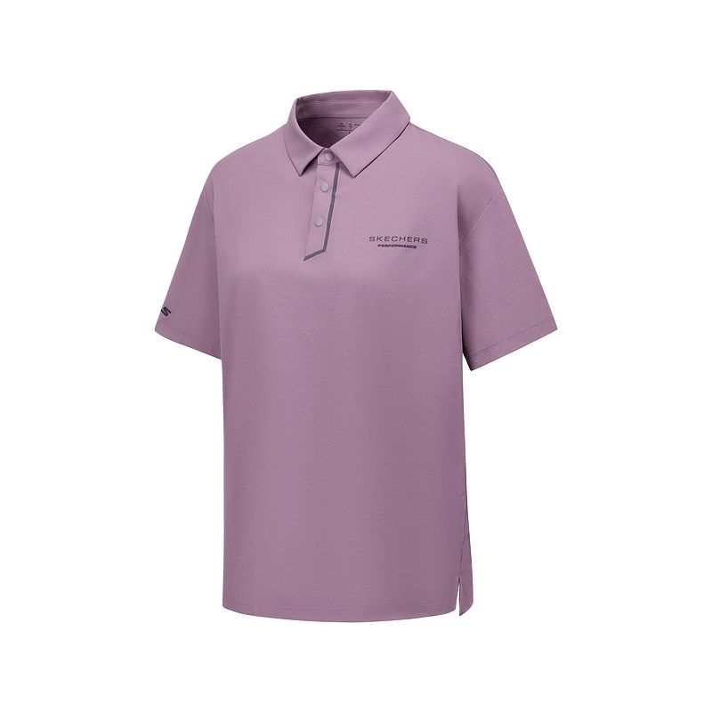 Skechers Godri Performance Series Logo Moisture-Wicking Comfortable Quick-Dry Breathable Sports Polo Shirt Men tops Dark-Purple P225M081-02AA S