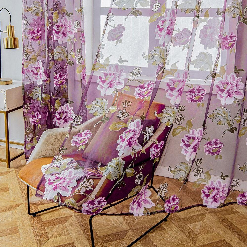 Romantischer Blumen Schlafzimmer Wohnzimmer Tüll Fenstervorhänge Heimdekoration Vorhang Transparente Vorhänge