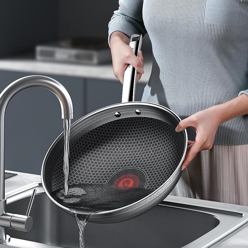 Kangbahe KGH-C32A Red Dot Honeycomb Stainless Steel Wok