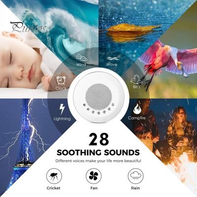 Sound Machine with 28 Soothing Sounds Adjustable Volume Rechargeable Compact Design White Noise Machine with Light