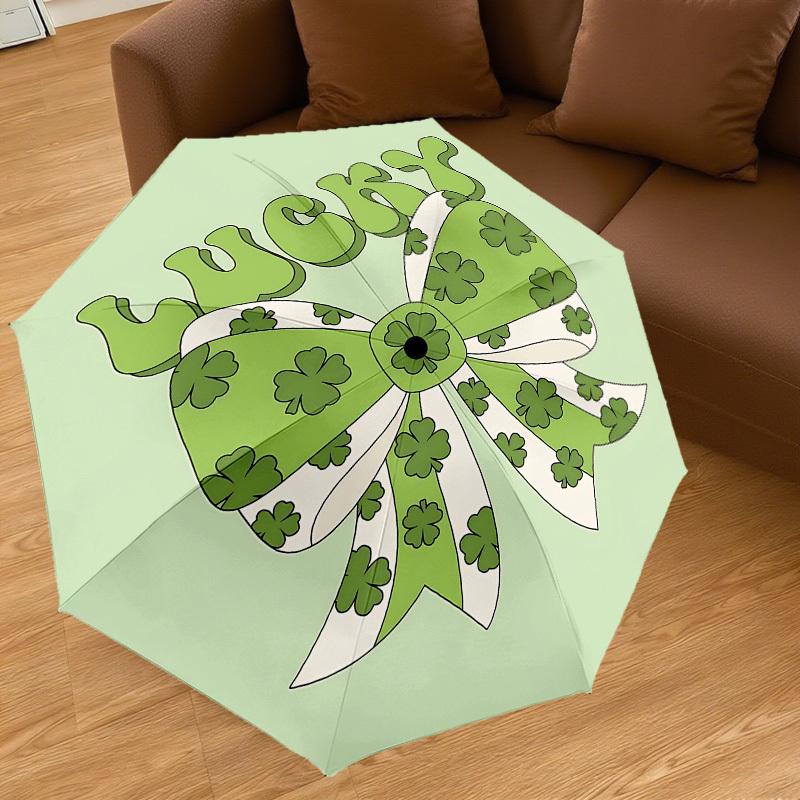 1PC bow shamrock Automatic Open/Close Umbrella with Windproof, 8-Rib Sturdy Canopy, Durable Ribs, Fashionable Design1286A