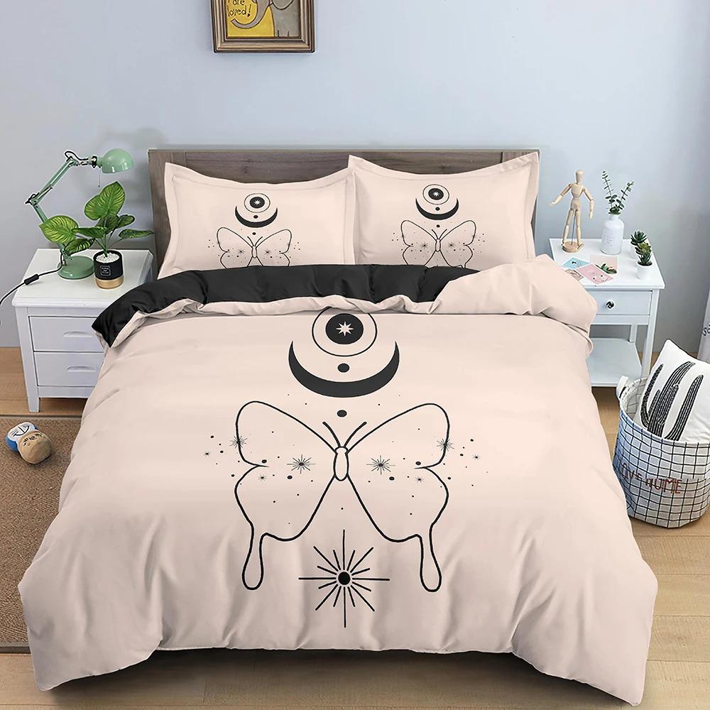 Psychedelic Duvet Cover Set Moon Sun Hand Bedding Set Personalized Polyester Comforter Cover Queen King Full Size for Boys Teens