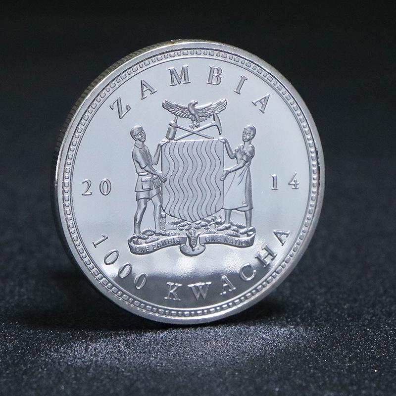 Zambia Wildlife Diamond-Studded Medal: Gorilla, Tiger, Blue Whale, Panda Souvenir Collection