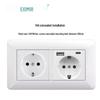 Curved White European Standard Socket Panel with Double USB & Type C, German Switch, Concealed Installation