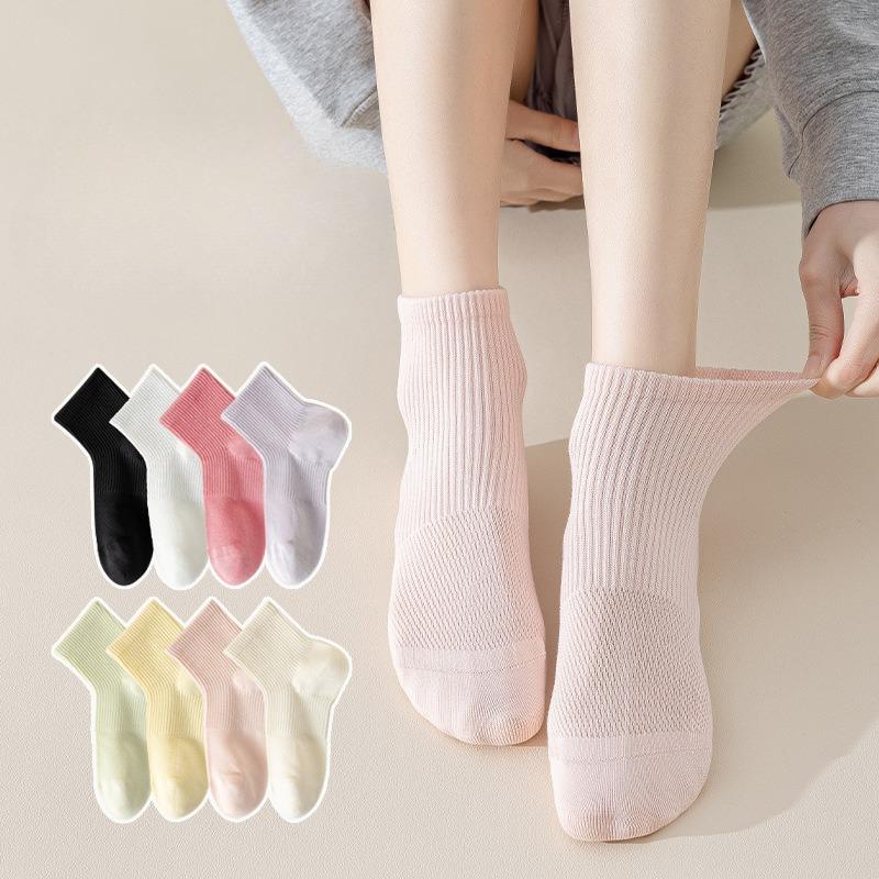 Short Socks, Pure Cotton Women's Spring and Summer Thin Right-angle Socks, Women's Boneless Anti-roll Boat Socks, Sports Women's Socks