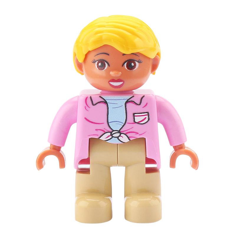 Big Building Blocks Boy Girls Family Policemen Figures Doll Compatible Duplos Children Kids Self Locking Bricks Assemble Toys