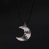 A Gothic creative repair wear moon necklace men and women's vintage leather cord pendant necklace Halloween jewelry gift