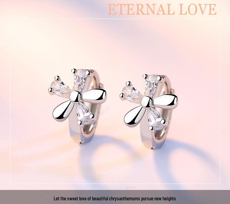 Sweet Plum Blossom Korean Snowflake Crystal Earrings - Elegant & Lovely Stud Ear Accessories