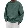 Men's Solid Color Washed Long Sleeve Round Neck Sweatshirt Men's Casual Fashion Sweatshirt