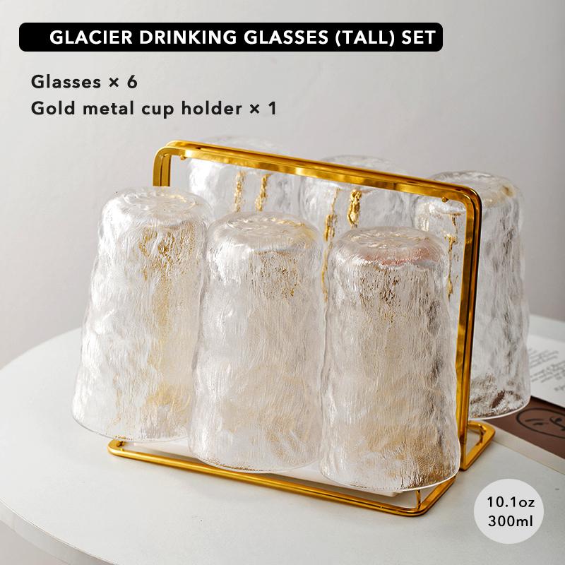 Romantic Water Glasses Tumblers Hammered Glacier Drinking Glasses Set for Juice,Coffee, Beer, Water, Cocktails, Whiskey