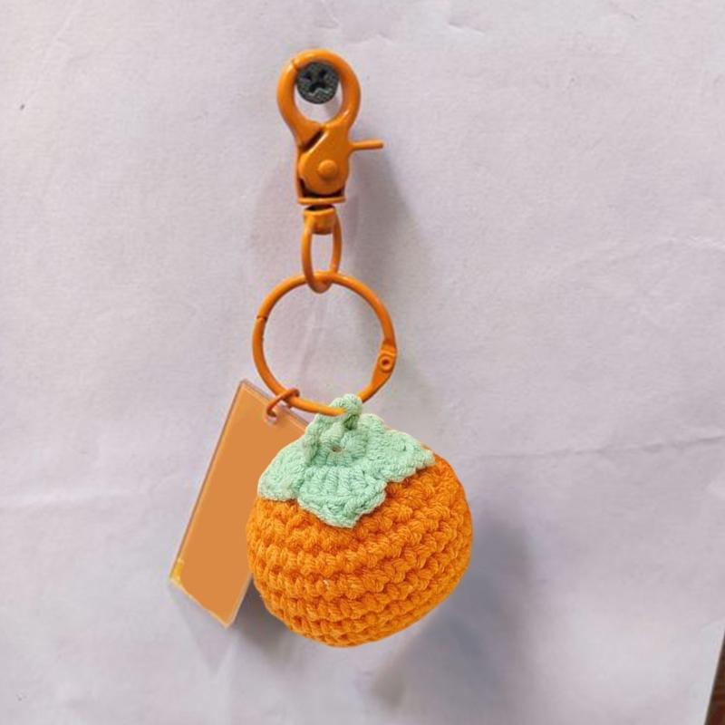 Fashionable Handmade Keychain Accessory Wool Crochted Fruit Pendant Accessories Stylish Women Girls Bag Decoration