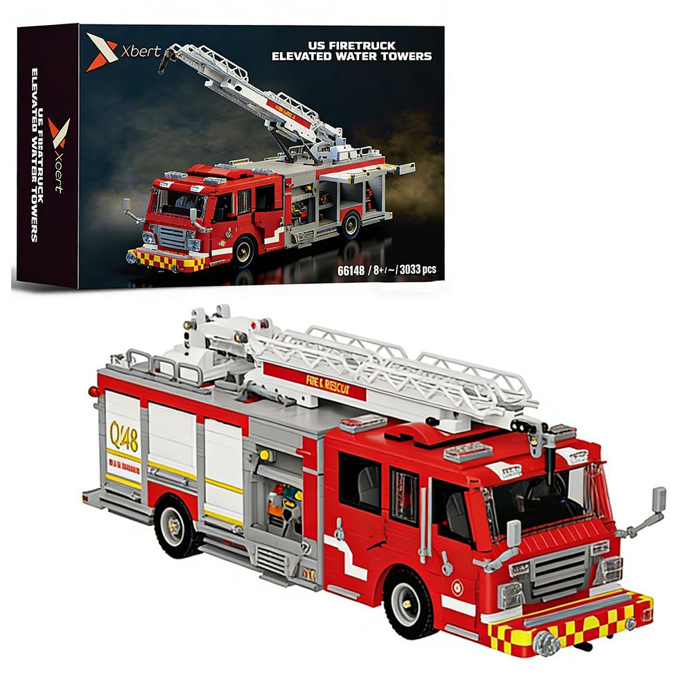 Non-Toxic 3033Pcs Ladder Fire Truck Building Blocks City Fire Rescue Vehicle Model Bricks Desktop Deco Kids Educational Toy Holiday Gifts