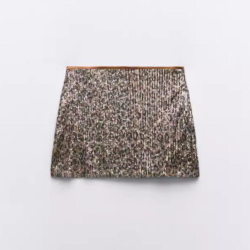 Autumn and Winter New Women clothes Commuter Casual Slim fit Skirt Sequined Inlaid High Waist Mini Skirt 3920129