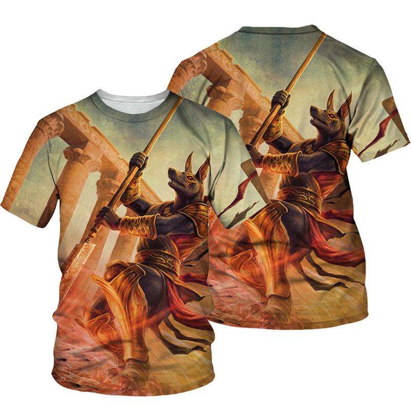 3D Gedrucktes Ägyptisches T-Shirt Herren Retro Ägypten Muster T-Shirts Sommer Harajuku Lockere T-Shirts Kurze Ärmel Unisex Rundhals Oberteile