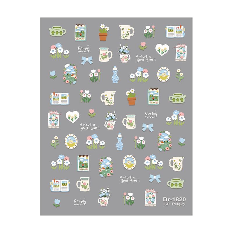 Redanco 5D Cartoon Nail Art Stickers: Hot-Selling Lily Flower 3D Design (Dr1820)