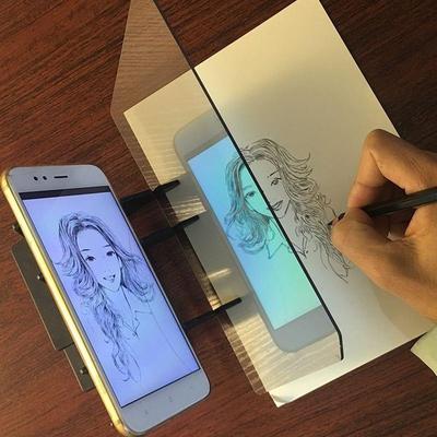 9 Inch Kids LED Projection Drawing Copy Board Projector Painting Tracing Board Sketch Specular Reflection Dimming Bracket Holder