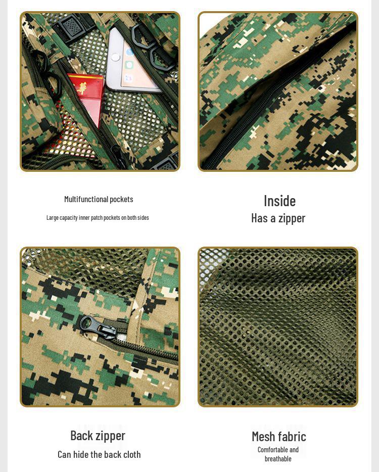 Men's Breathable Multi-Pocket Workwear Vest - Customizable Logo for Outdoor Volunteers