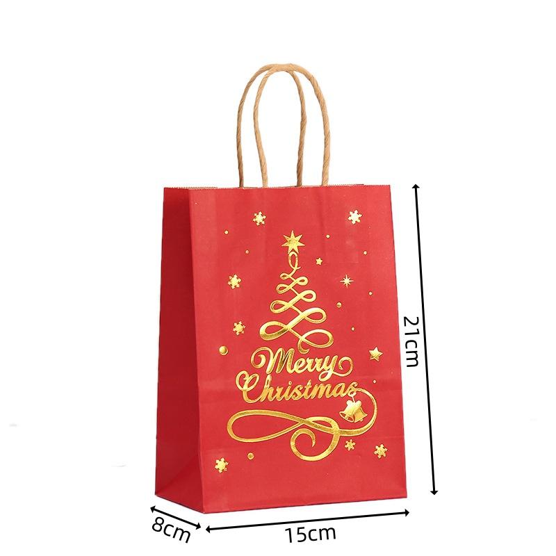 StoBag, Reusable Gold Foil Christmas Paper Gift Tote Bags, Luxury Holiday Party Supplies, Packing Candy Goodies, 12/30pcs