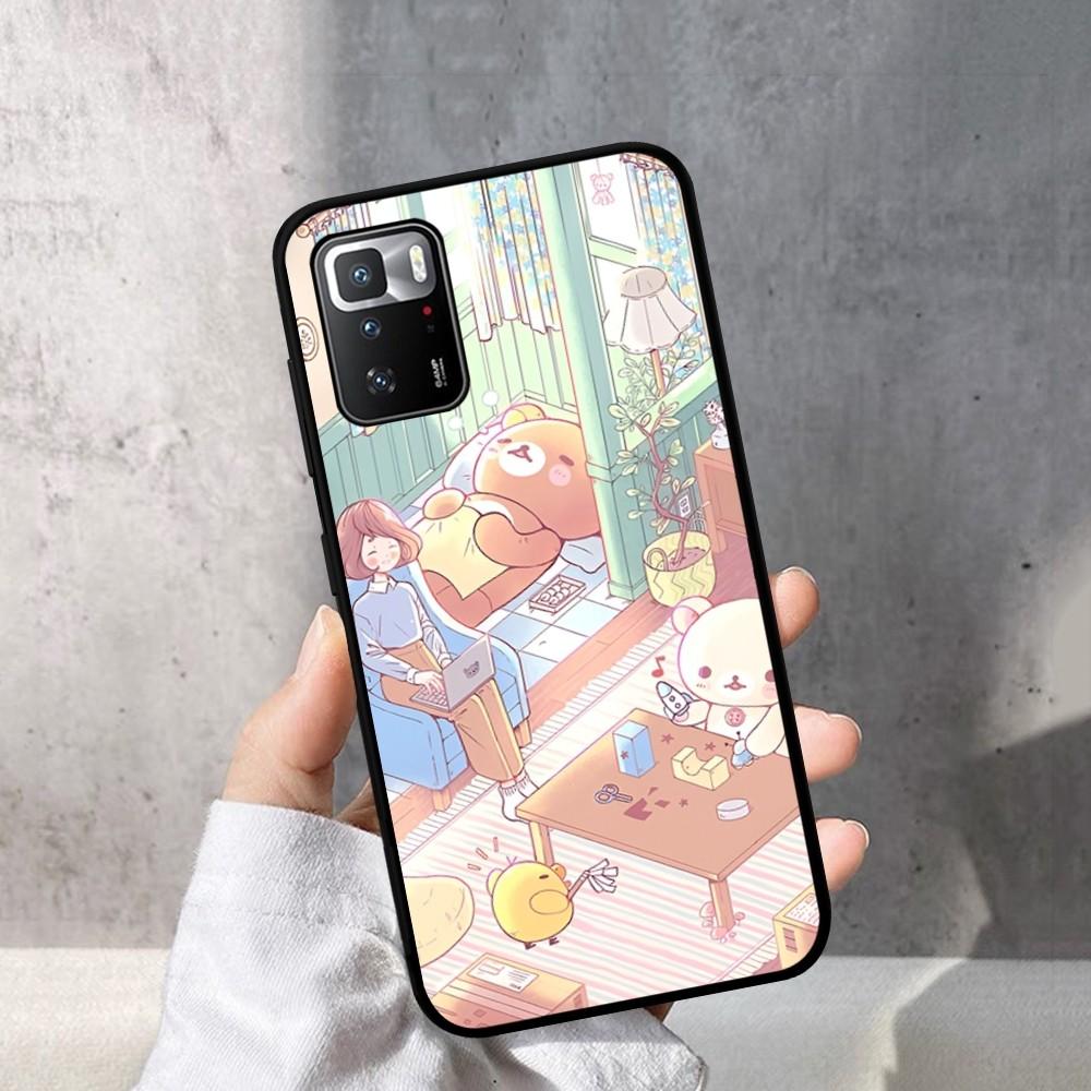 Cute Rilakkuma Phone Case For Redmi Note 4 X 5 A 6 7 8 T 9 9S 10 11 11S 11Epro Poco M3 Pro