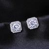 Trendy Zircon Square Stud Earrings with No-Piercing Clip-On Triangle Design