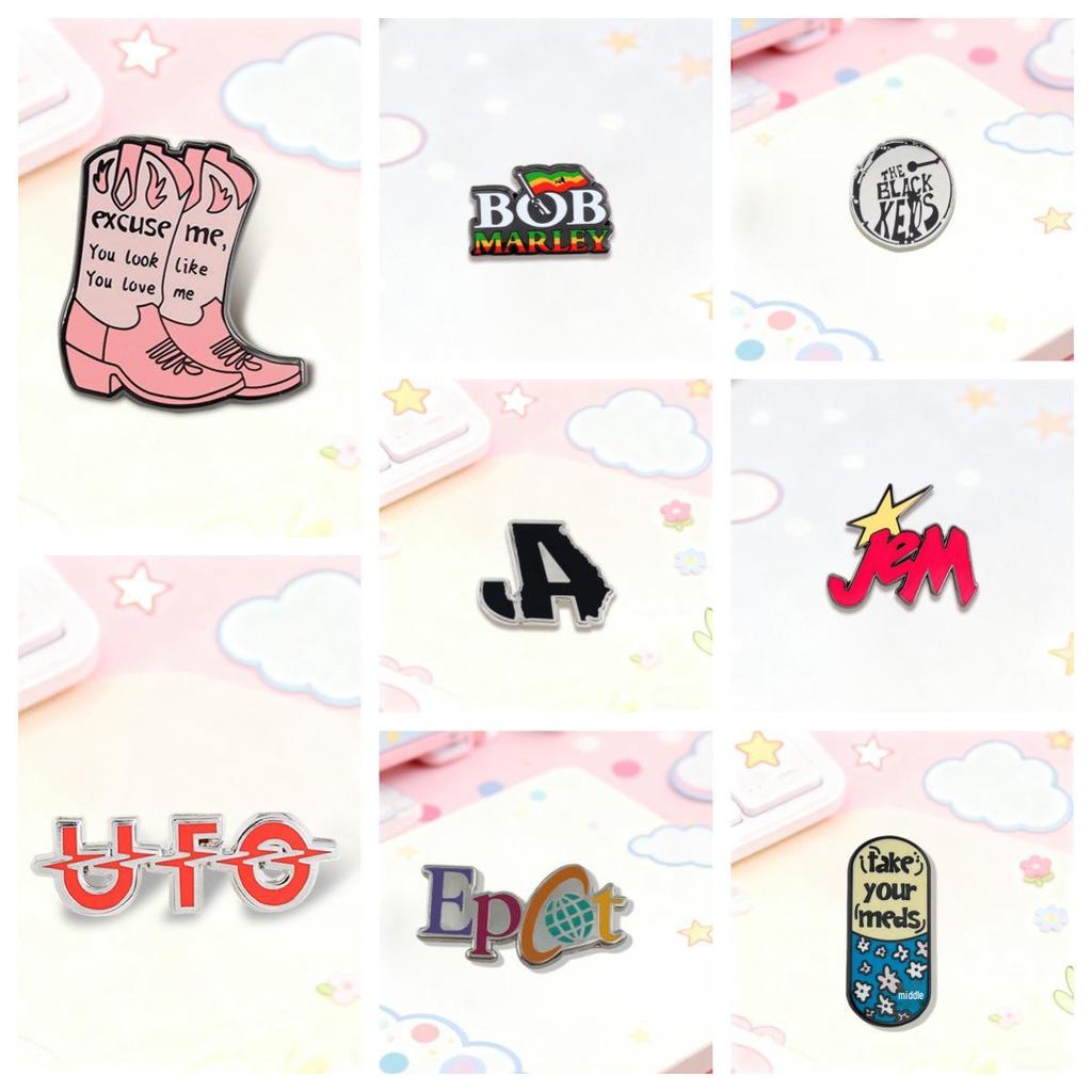 Band Logo English Letters Enamel Badge Brooch - Backpack, Lapel Pin, Party Accessory, Gift