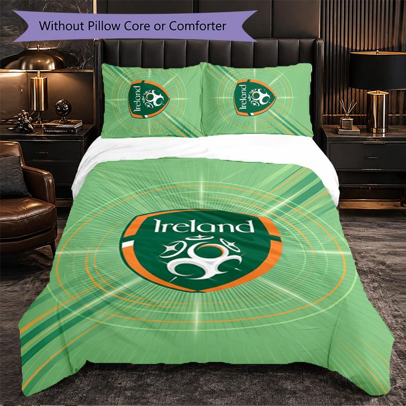 Ireland Rugby Pattern Microfiber 3Pcs Bedding Set Decor Duvet Cover Set For Bedroom Home Use