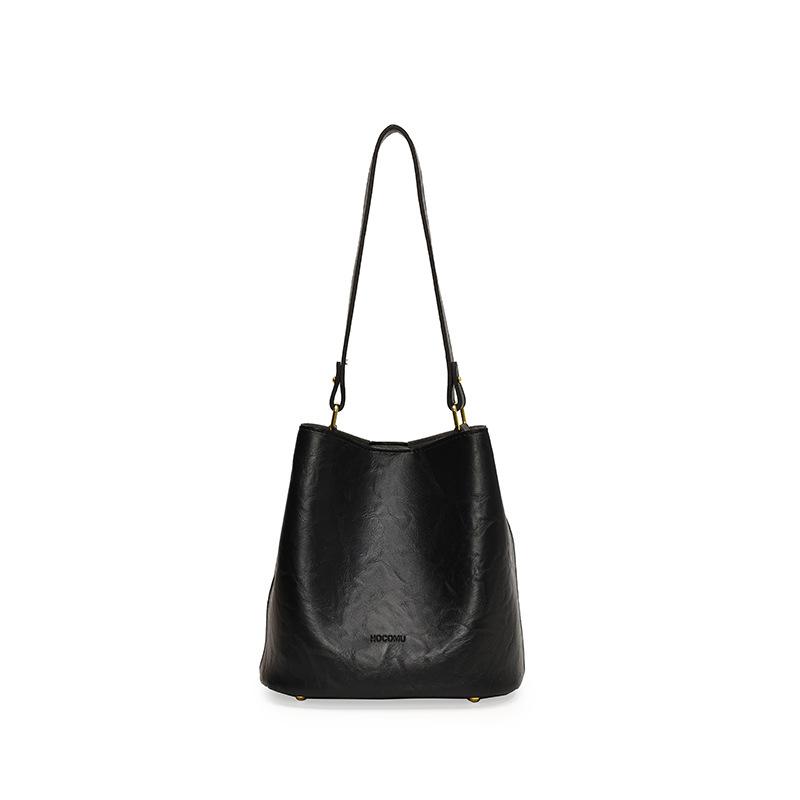 Retro hand bucket bag women's 2025 new fashion one shoulder mother and child bag simple casual niche messenger bag
